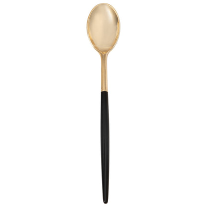 Moderna Gold Plastic Spoon - with Black Handle - 7 3/4" - 50 count box