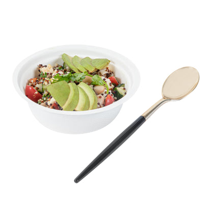 Moderna Gold Plastic Spoon - with Black Handle - 7 3/4" - 50 count box