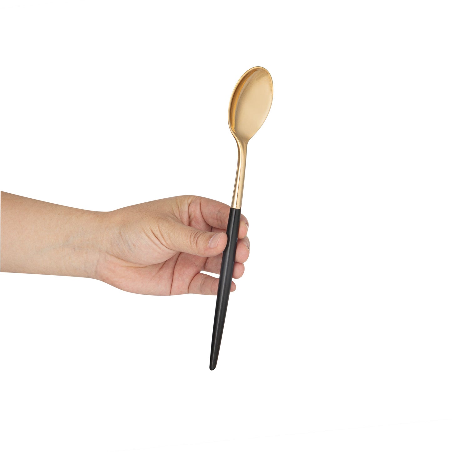 Moderna Gold Plastic Spoon - with Black Handle - 7 3/4" - 50 count box