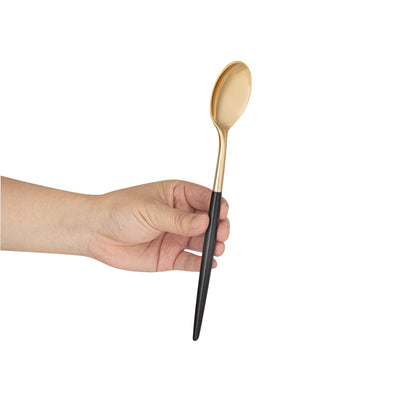 Moderna Gold Plastic Spoon - with Black Handle - 7 3/4" - 50 count box