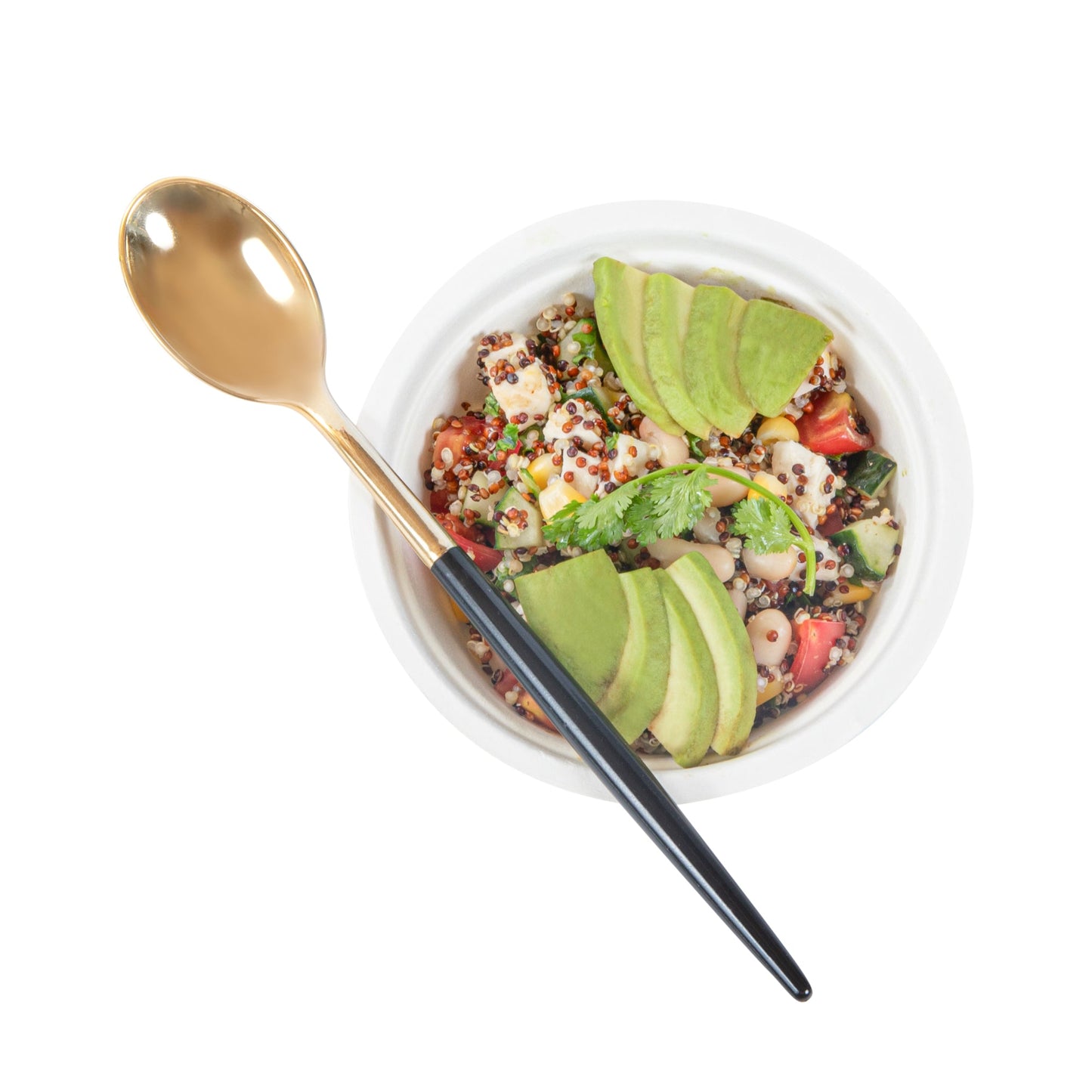 Moderna Gold Plastic Spoon - with Black Handle - 7 3/4" - 500 count box