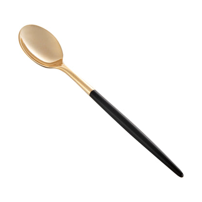 Moderna Gold Plastic Spoon - with Black Handle - 7 3/4" - 500 count box