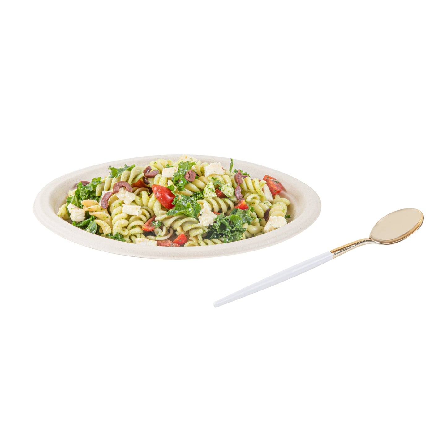 Moderna Gold Plastic Spoon - with White Handle - 7 3/4" - 50 count box