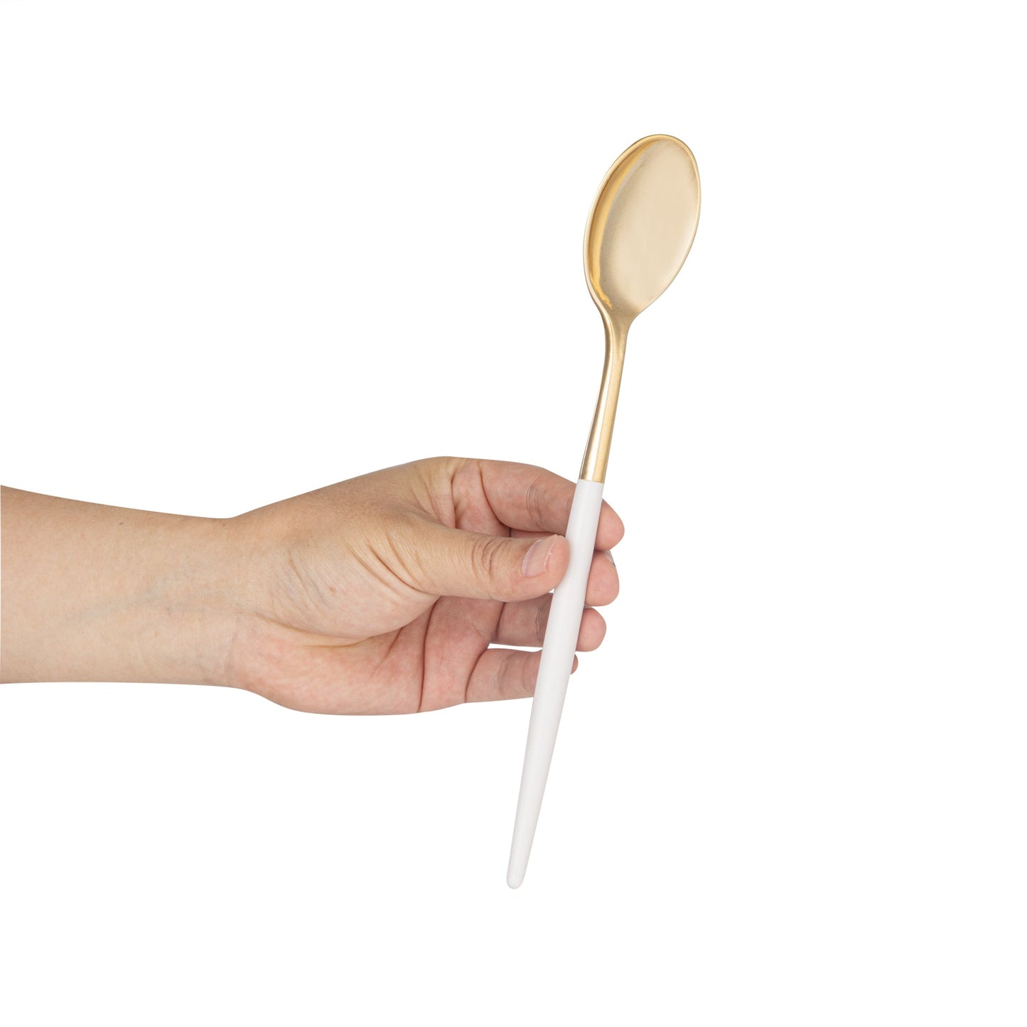 Moderna Gold Plastic Spoon - with White Handle - 7 3/4" - 50 count box