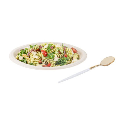 Moderna Gold Plastic Spoon - with White Handle - 7 3/4" - 500 count box