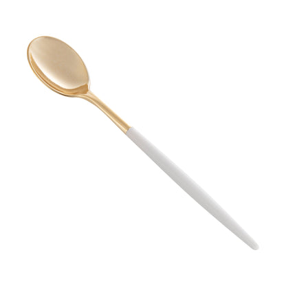 Moderna Gold Plastic Spoon - with White Handle - 7 3/4" - 500 count box