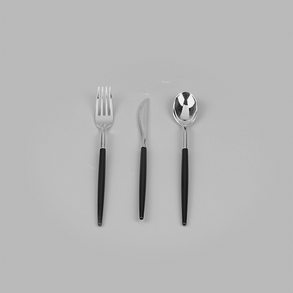 Moderna Silver Plastic Cutlery Set - with Black Handle - 7 1/2" - 60 count box