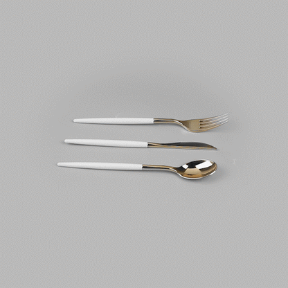 Moderna Gold Plastic Cutlery Set - with White Handle - 7 1/2" - 60 count box