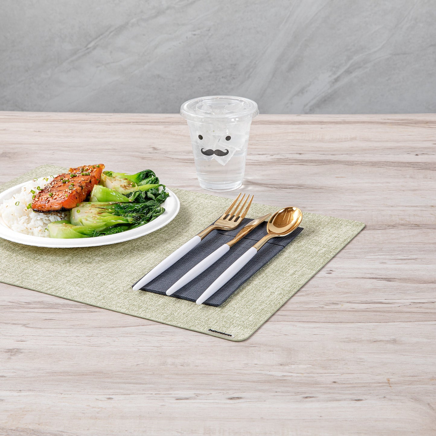 Moderna Gold Plastic Cutlery Set - with White Handle - 7 1/2" - 60 count box