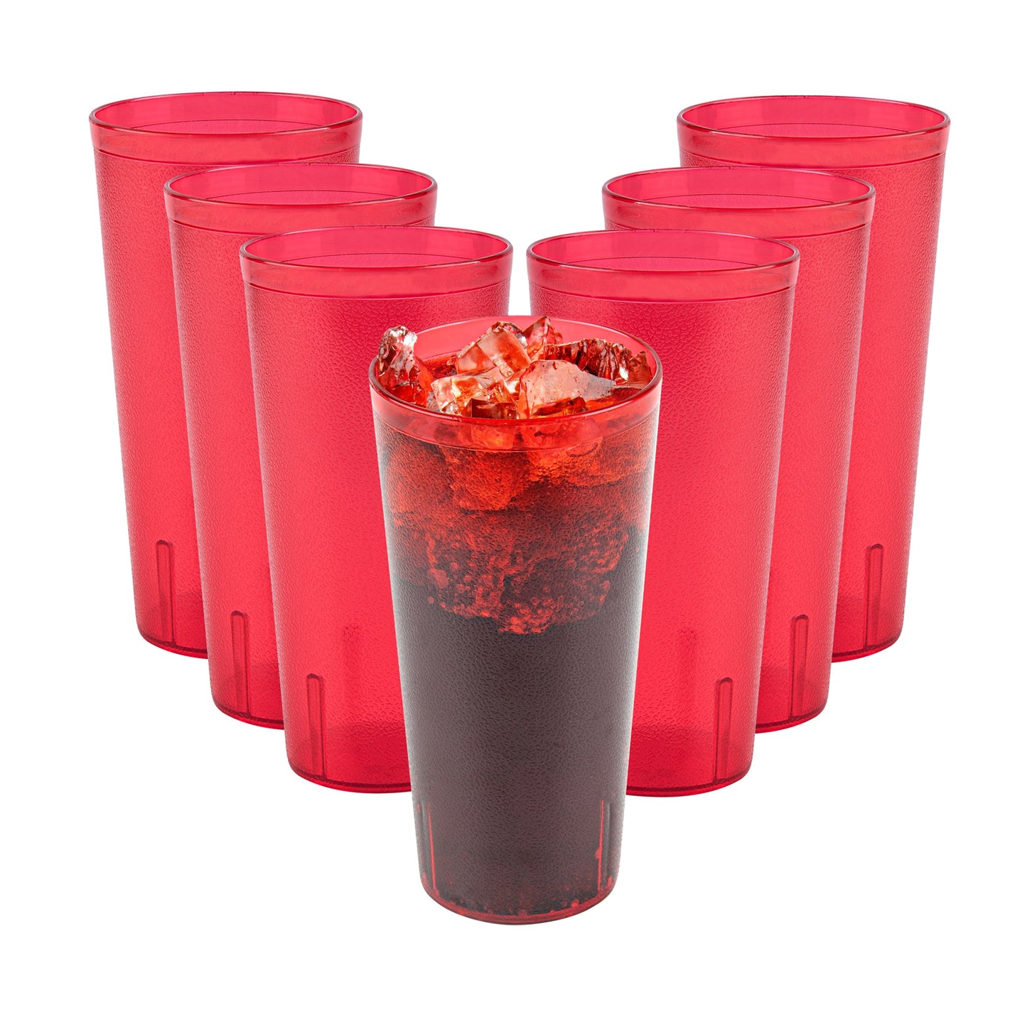 Bev Tek 24 oz Red SAN Plastic Tumbler - Pebbled - 3 1/2" x 3 1/2" x 7" - 10 count box