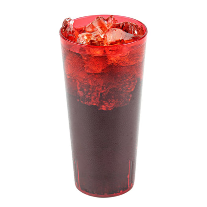 Bev Tek 24 oz Red SAN Plastic Tumbler - Pebbled - 3 1/2" x 3 1/2" x 7" - 10 count box
