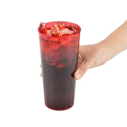 Bev Tek 24 oz Red SAN Plastic Tumbler - Pebbled - 3 1/2" x 3 1/2" x 7" - 10 count box