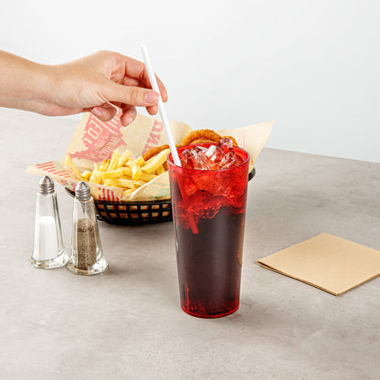 Bev Tek 24 oz Red SAN Plastic Tumbler - Pebbled - 3 1/2" x 3 1/2" x 7" - 10 count box