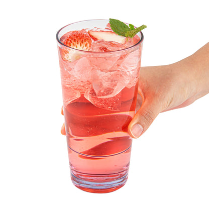 Bev Tek 20 oz Clear SAN Plastic Cooler Glass - 3 1/2" x 3 1/2" x 6 1/2" - 10 count box