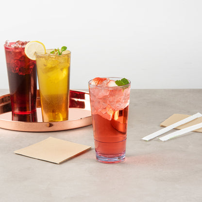 Bev Tek 20 oz Clear SAN Plastic Cooler Glass - 3 1/2" x 3 1/2" x 6 1/2" - 10 count box