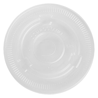 Sustain Clear PLA Plastic Cold Cup Flat Lid - Fits 9, 12, 16, 20 and 22 oz, Compostable - 50 count box