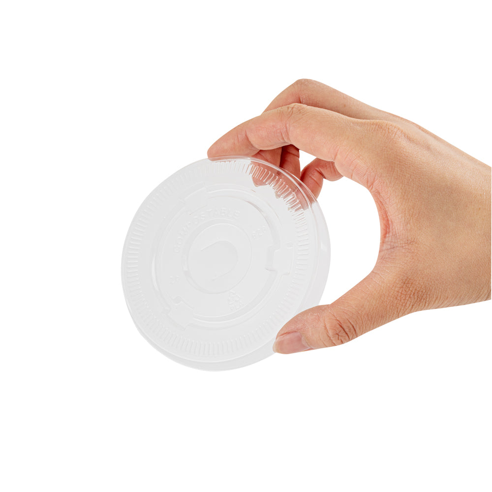 Sustain Clear PLA Plastic Cold Cup Flat Lid - Fits 9, 12, 16, 20 and 22 oz, Compostable - 1000 count box