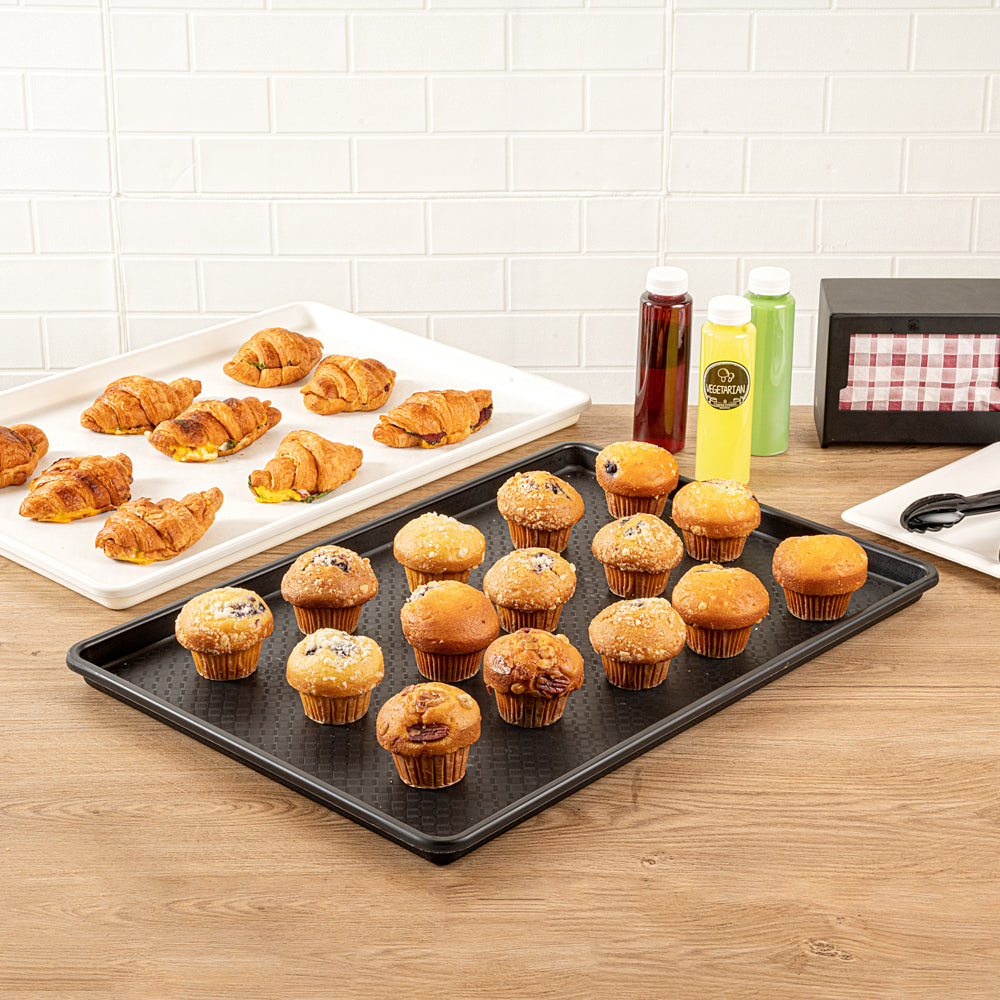 Chef 101 Rectangle Black Plastic Display Tray - 26" x 18" - 10 count box
