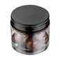 Chef 101 2 oz Round Clear Plastic Candy and Snack Jar - with Black Aluminum Lid - 2" x 2" x 1 3/4" - 100 count box
