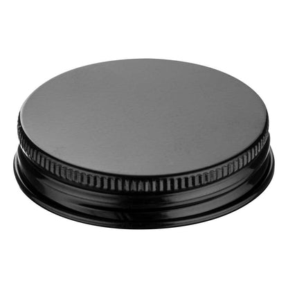 Chef 101 2 oz Round Clear Plastic Candy and Snack Jar - with Black Aluminum Lid - 2" x 2" x 1 3/4" - 100 count box