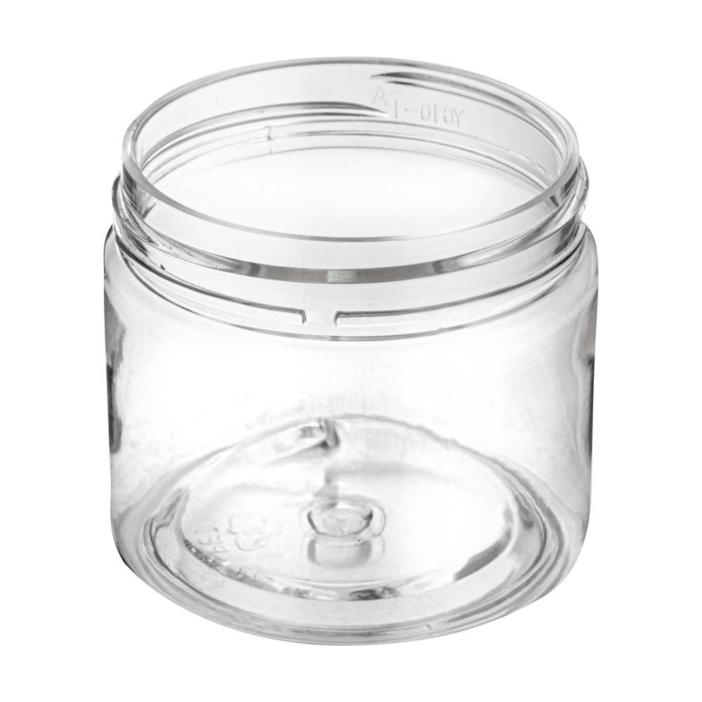 Chef 101 2 oz Round Clear Plastic Candy and Snack Jar - with Black Aluminum Lid - 2" x 2" x 1 3/4" - 100 count box