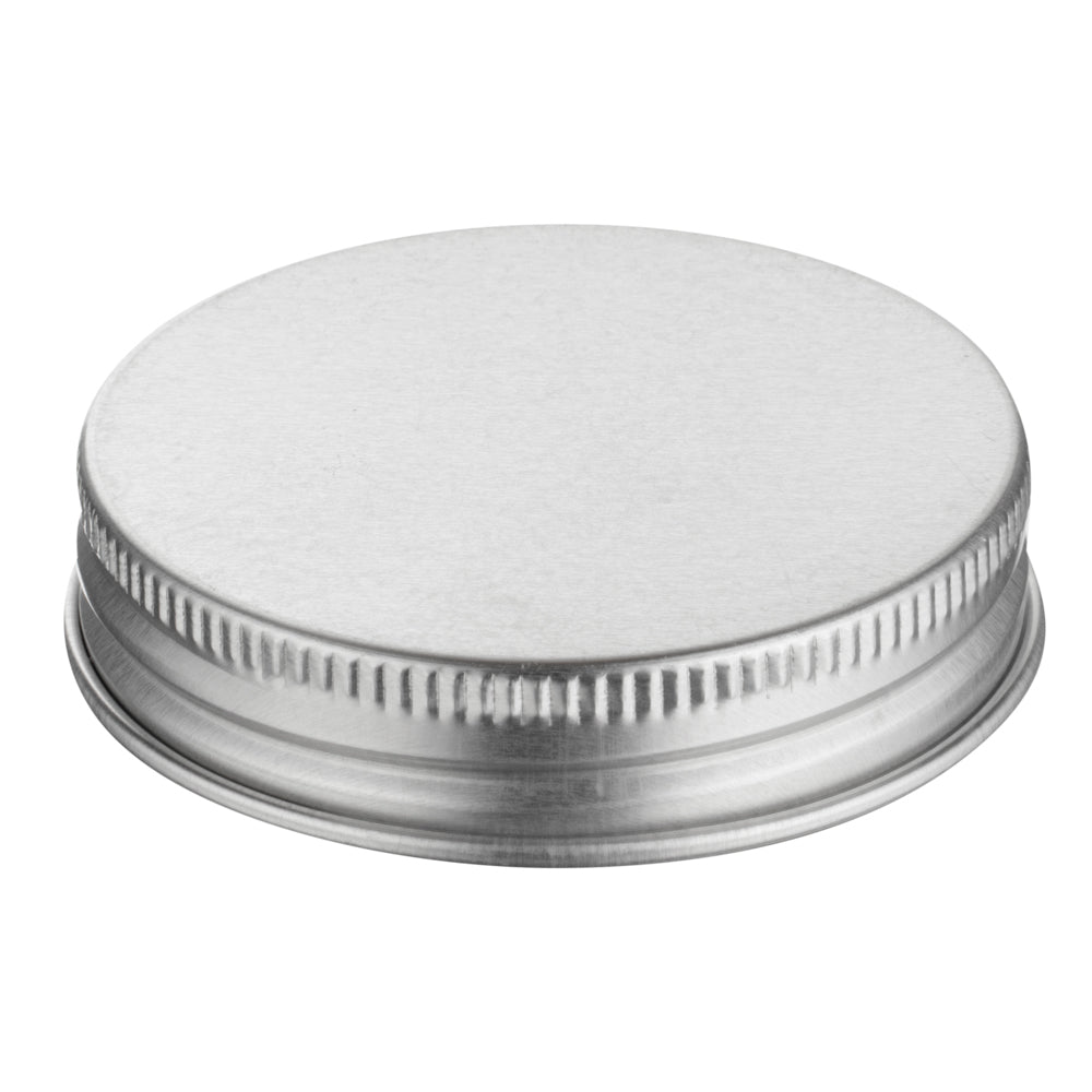 Chef 101 2 oz Round Clear Plastic Candy and Snack Jar - with Silver Aluminum Lid - 2" x 2" x 1 3/4" - 10 count box
