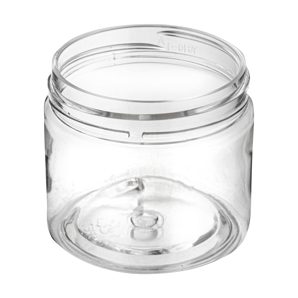 Chef 101 2 oz Round Clear Plastic Candy and Snack Jar - with Silver Aluminum Lid - 2" x 2" x 1 3/4" - 10 count box