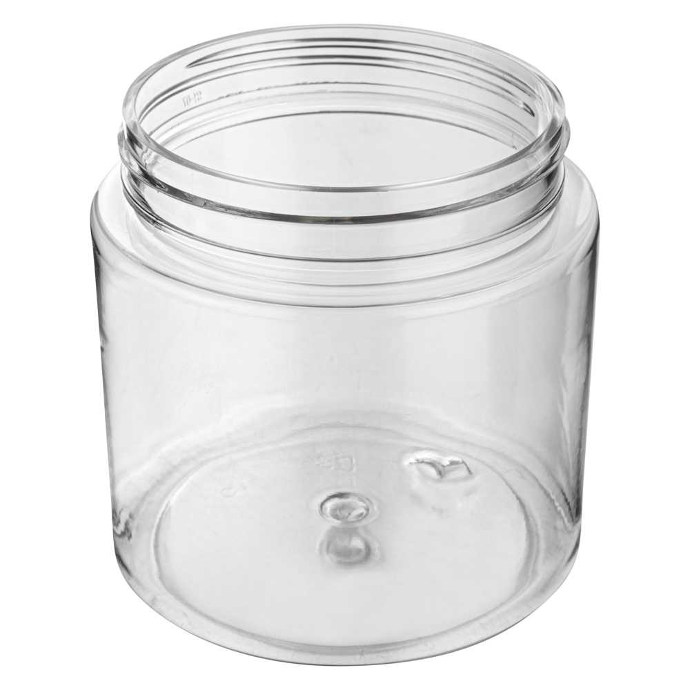 Chef 101 8 oz Round Clear Plastic Candy and Snack Jar - with Black Aluminum Lid - 3" x 3" x 3" - 100 count box