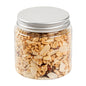 Chef 101 8 oz Round Clear Plastic Candy and Snack Jar - with Silver Aluminum Lid - 3" x 3" x 3" - 10 count box