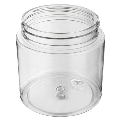 Chef 101 8 oz Round Clear Plastic Candy and Snack Jar - with Silver Aluminum Lid - 3" x 3" x 3" - 10 count box
