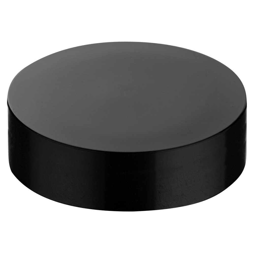 Chef 101 1 oz Round Clear Plastic Candy and Snack Jar - with Black Plastic Lid - 2" x 2" x 1 1/4" - 100 count box