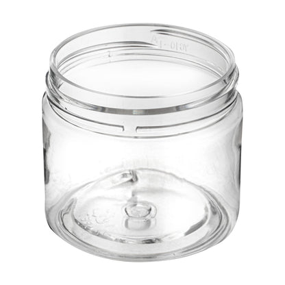 Chef 101 2 oz Round Clear Plastic Candy and Snack Jar - with Black Plastic Lid - 2" x 2" x 1 3/4" - 10 count box