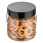 Chef 101 8 oz Round Clear Plastic Candy and Snack Jar - with Black Plastic Lid - 3" x 3" x 3" - 10 count box