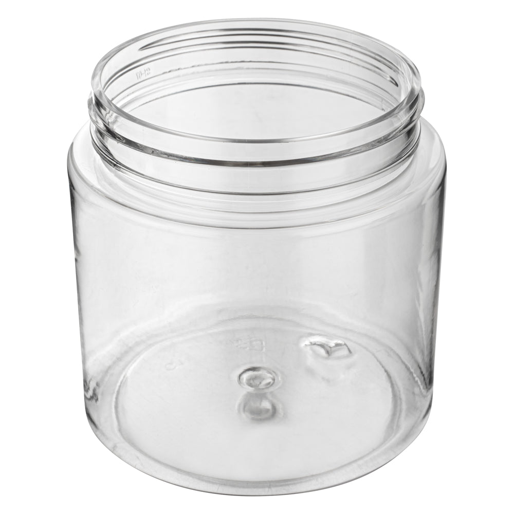 Chef 101 8 oz Round Clear Plastic Candy and Snack Jar - with Black Plastic Lid - 3" x 3" x 3" - 10 count box