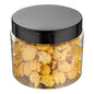 Chef 101 16 oz Round Clear Plastic Candy and Snack Jar - with Black Plastic Lid - 3 3/4" x 3 3/4" x 3" - 10 count box