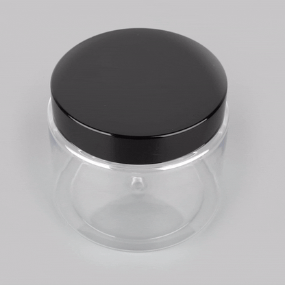 Chef 101 16 oz Round Clear Plastic Candy and Snack Jar - with Black Plastic Lid - 3 3/4" x 3 3/4" x 3" - 10 count box