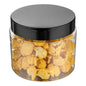 Chef 101 16 oz Round Clear Plastic Candy and Snack Jar - with Black Plastic Lid - 3 3/4" x 3 3/4" x 3" - 100 count box