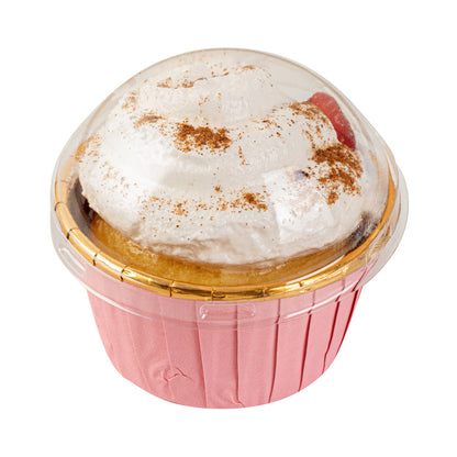 Panificio Round Clear Plastic Dome Lid - Fits 3.5 oz Foil Paper Baking Cup - 2 3/4" x 2 3/4" x 1 1/2" - 50 count box