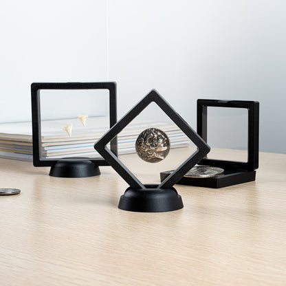 Display Tek Square Black Plastic 3D Floating Display Case - 2 3/4" x 2 3/4" x 3/4" - 10 count box
