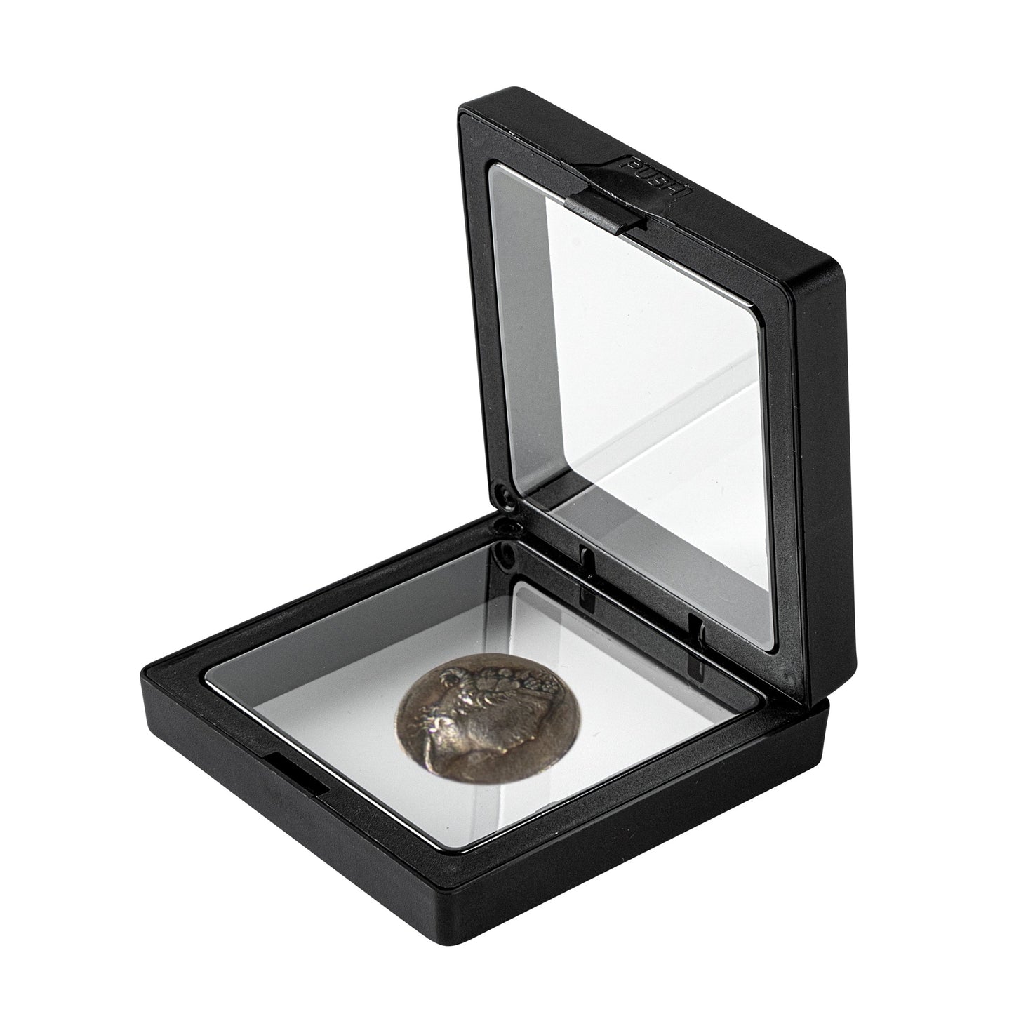 Display Tek Square Black Plastic 3D Floating Display Case - 2 3/4" x 2 3/4" x 3/4" - 10 count box
