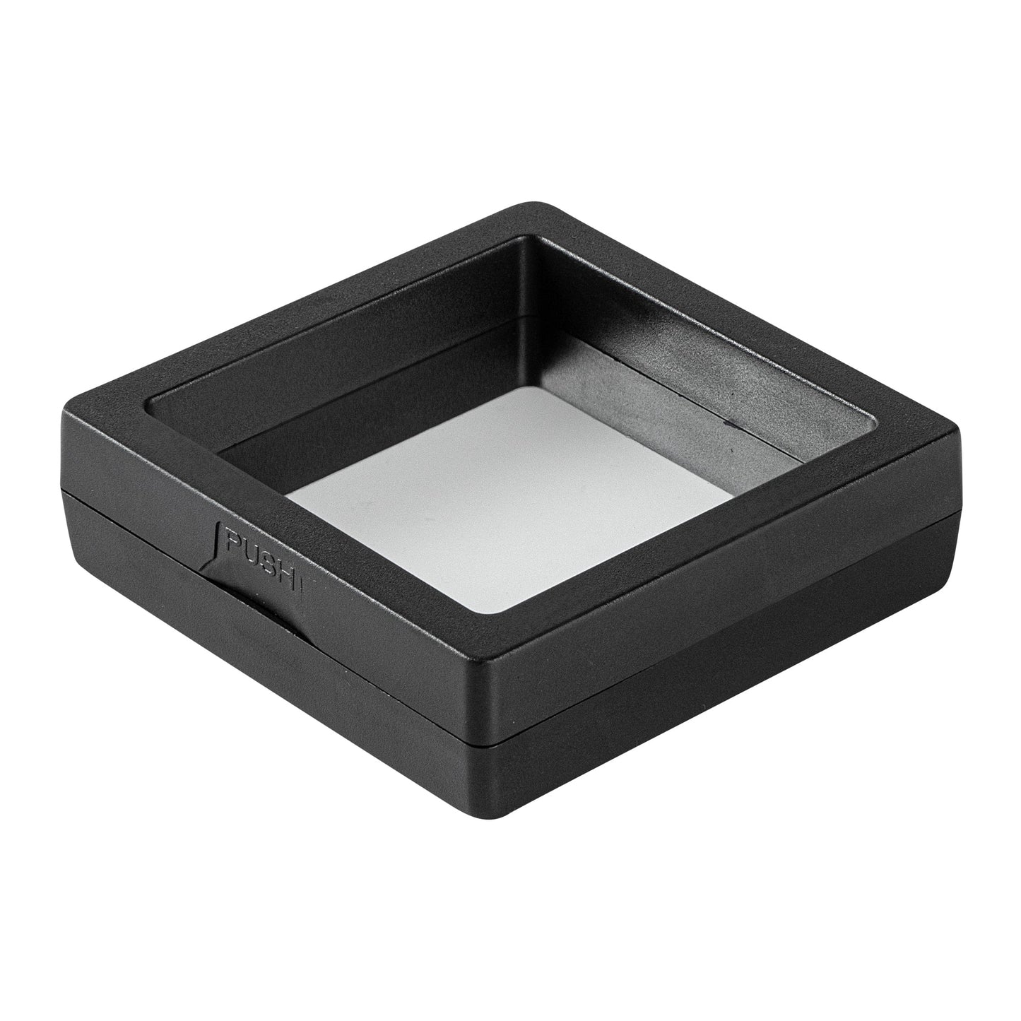 Display Tek Square Black Plastic 3D Floating Display Case - 2 3/4" x 2 3/4" x 3/4" - 10 count box
