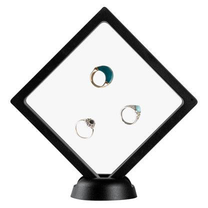 Display Tek Square Black Plastic 3D Floating Display Case - 4 1/4" x 4 1/4" x 3/4" - 10 count box