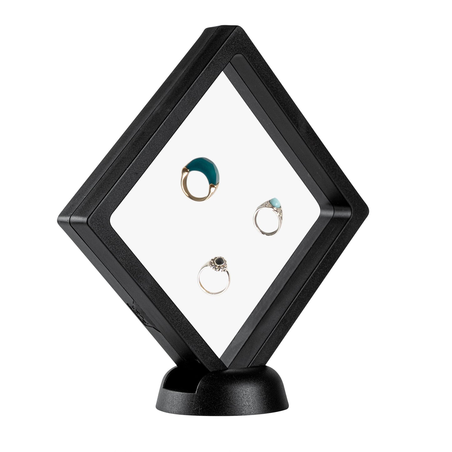 Display Tek Square Black Plastic 3D Floating Display Case - 4 1/4" x 4 1/4" x 3/4" - 10 count box
