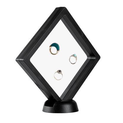 Display Tek Square Black Plastic 3D Floating Display Case - 4 1/4" x 4 1/4" x 3/4" - 10 count box