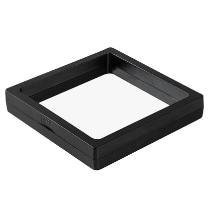 Display Tek Square Black Plastic 3D Floating Display Case - 4 1/4" x 4 1/4" x 3/4" - 10 count box