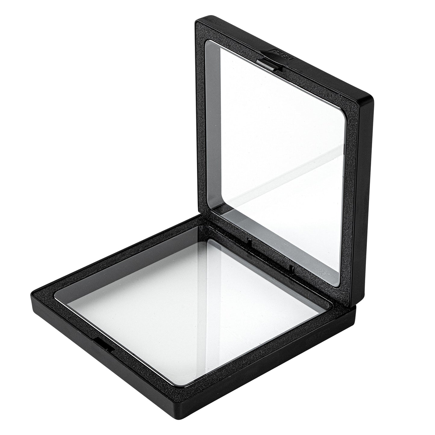 Display Tek Square Black Plastic 3D Floating Display Case - 4 1/4" x 4 1/4" x 3/4" - 10 count box