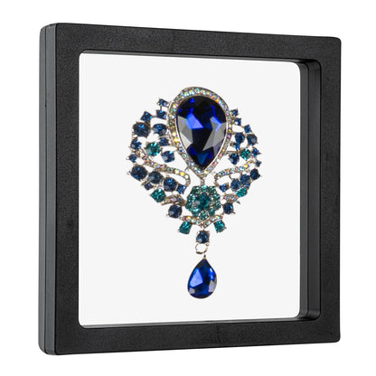 Display Tek Square Black Plastic 3D Floating Display Case - 5 1/2" x 5 1/2" x 3/4" - 10 count box
