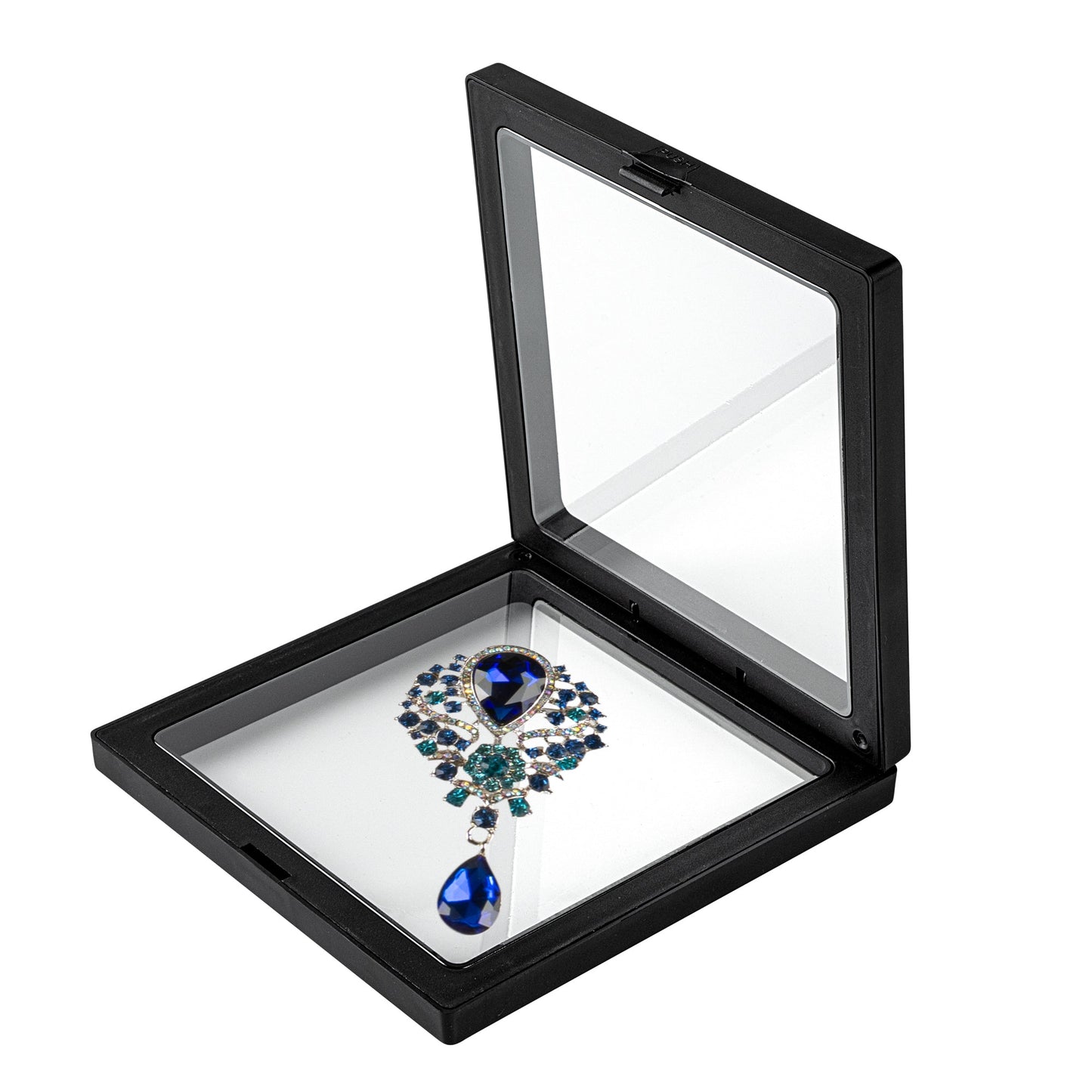 Display Tek Square Black Plastic 3D Floating Display Case - 5 1/2" x 5 1/2" x 3/4" - 10 count box