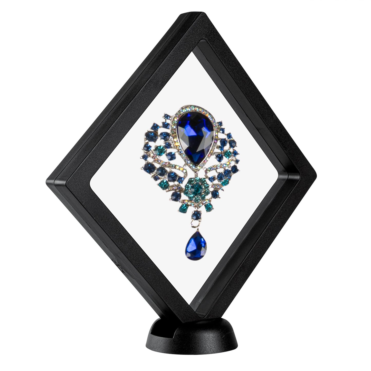 Display Tek Square Black Plastic 3D Floating Display Case - 5 1/2" x 5 1/2" x 3/4" - 10 count box