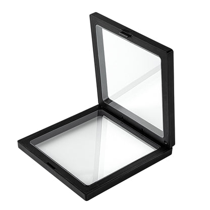 Display Tek Square Black Plastic 3D Floating Display Case - 5 1/2" x 5 1/2" x 3/4" - 10 count box